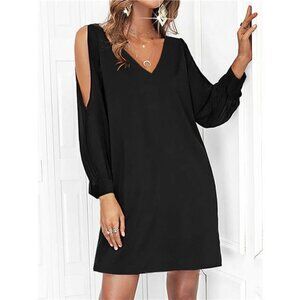 Cold Shoulder V-Neck Mini Dress